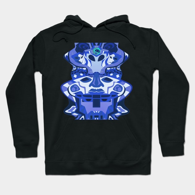 deep blue olmec sentinel head ecopop Hoodie by jorge_lebeau